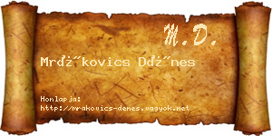 Mrákovics Dénes névjegykártya